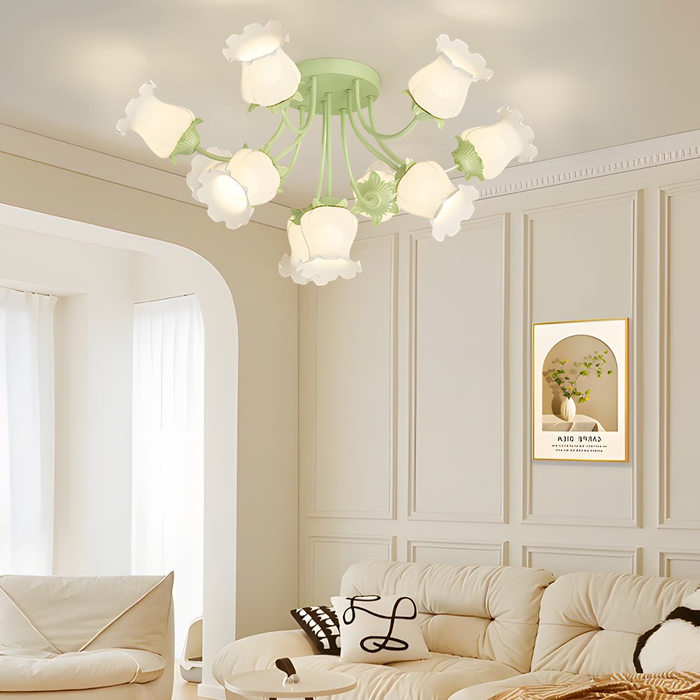 Eumelia - Ten-Light Glass Flower Ceiling Light