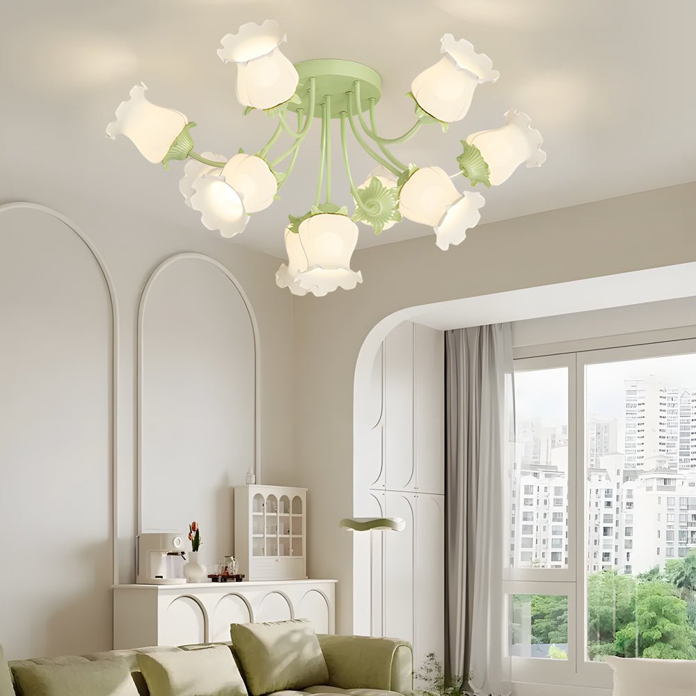 Eumelia - Ten-Light Glass Flower Ceiling Light