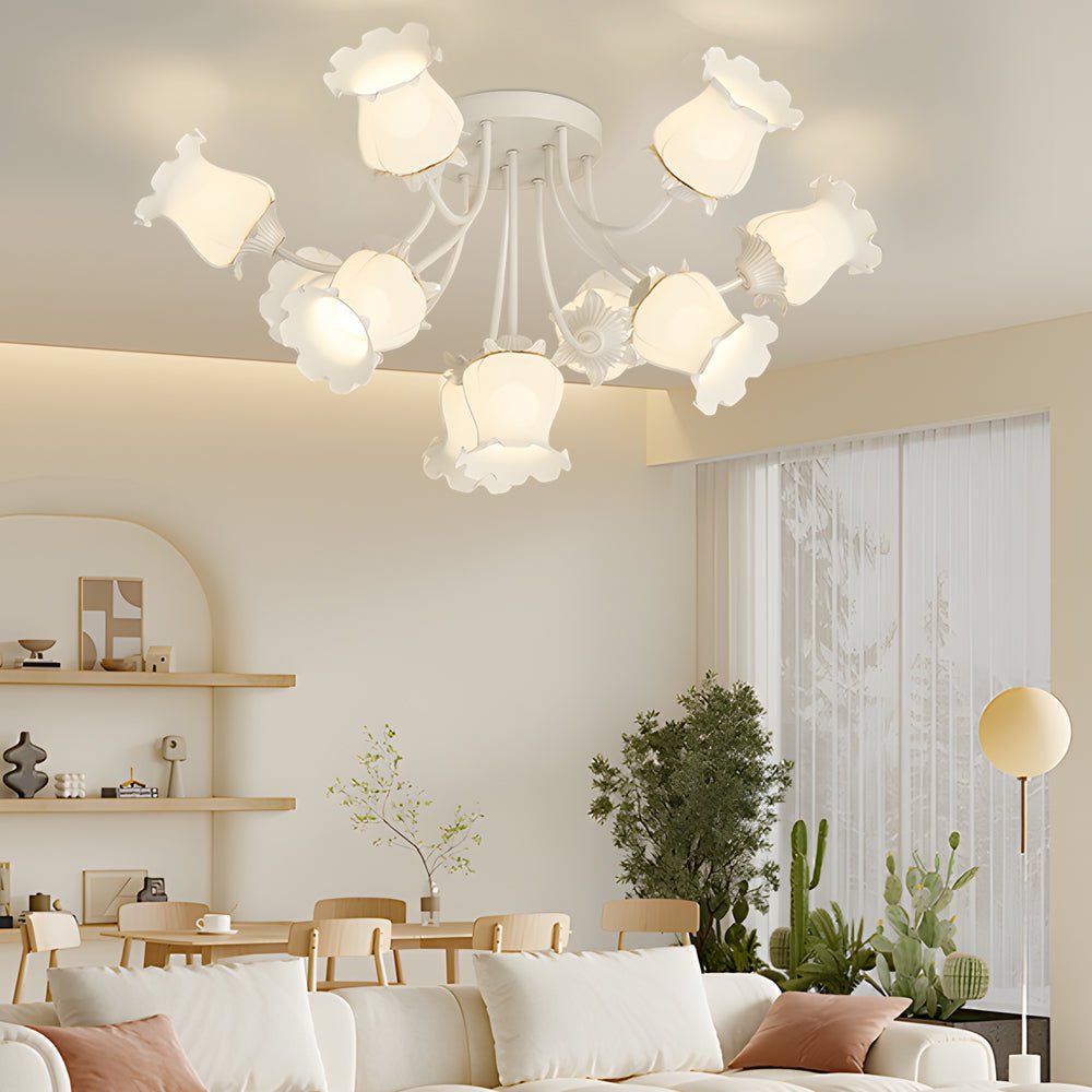 Eumelia - Ten-Light Glass Flower Ceiling Light