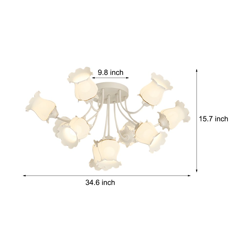 Eumelia - Ten-Light Glass Flower Ceiling Light