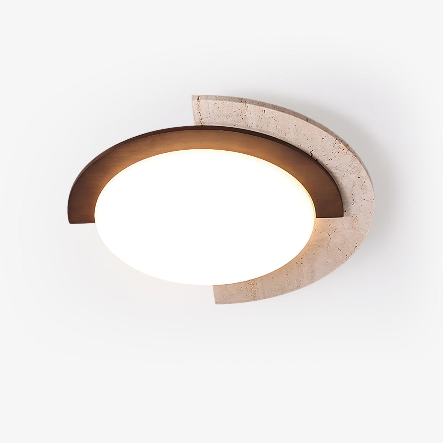 Hemera - Travertine and Walnut Ceiling Lamp