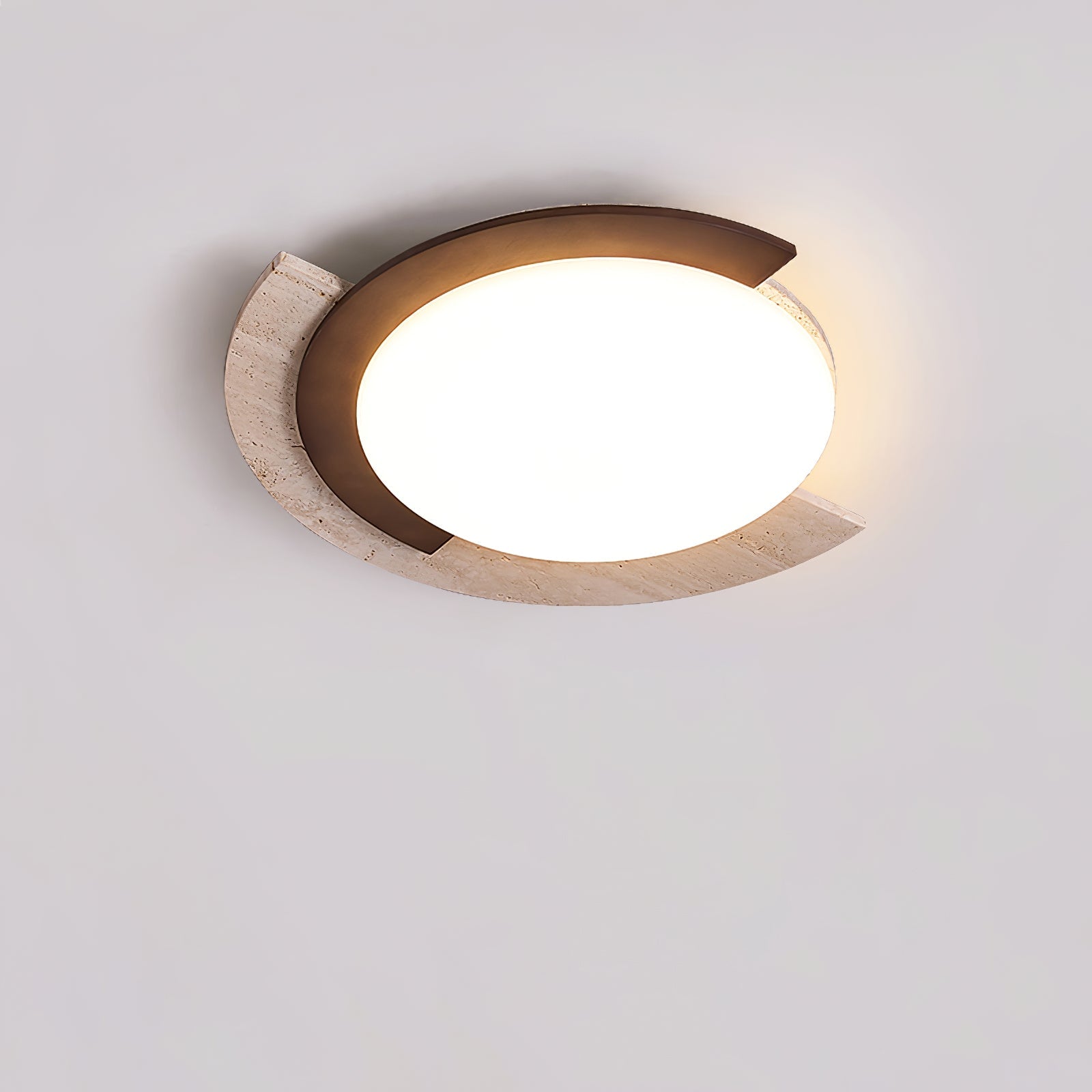 Hemera - Travertine and Walnut Ceiling Lamp