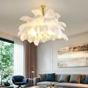 Ariston - Brass and Feather Chandelier