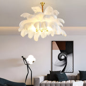 Ariston - Brass and Feather Chandelier