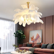Ariston - Brass and Feather Chandelier