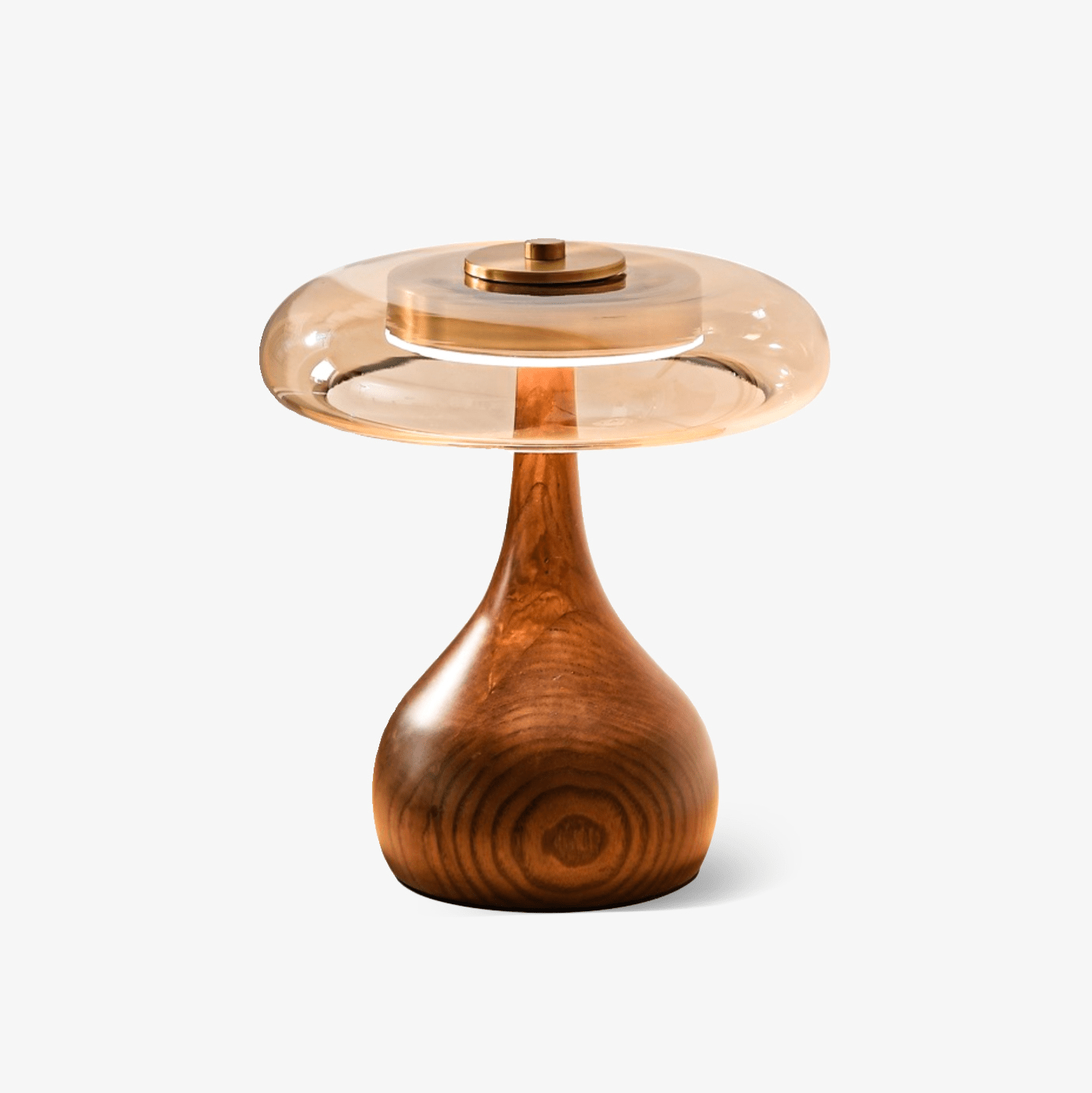 Elektra - Curved Wood and Amber Glass Table Lamp