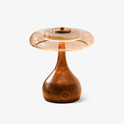 Elektra - Curved Wood and Amber Glass Table Lamp