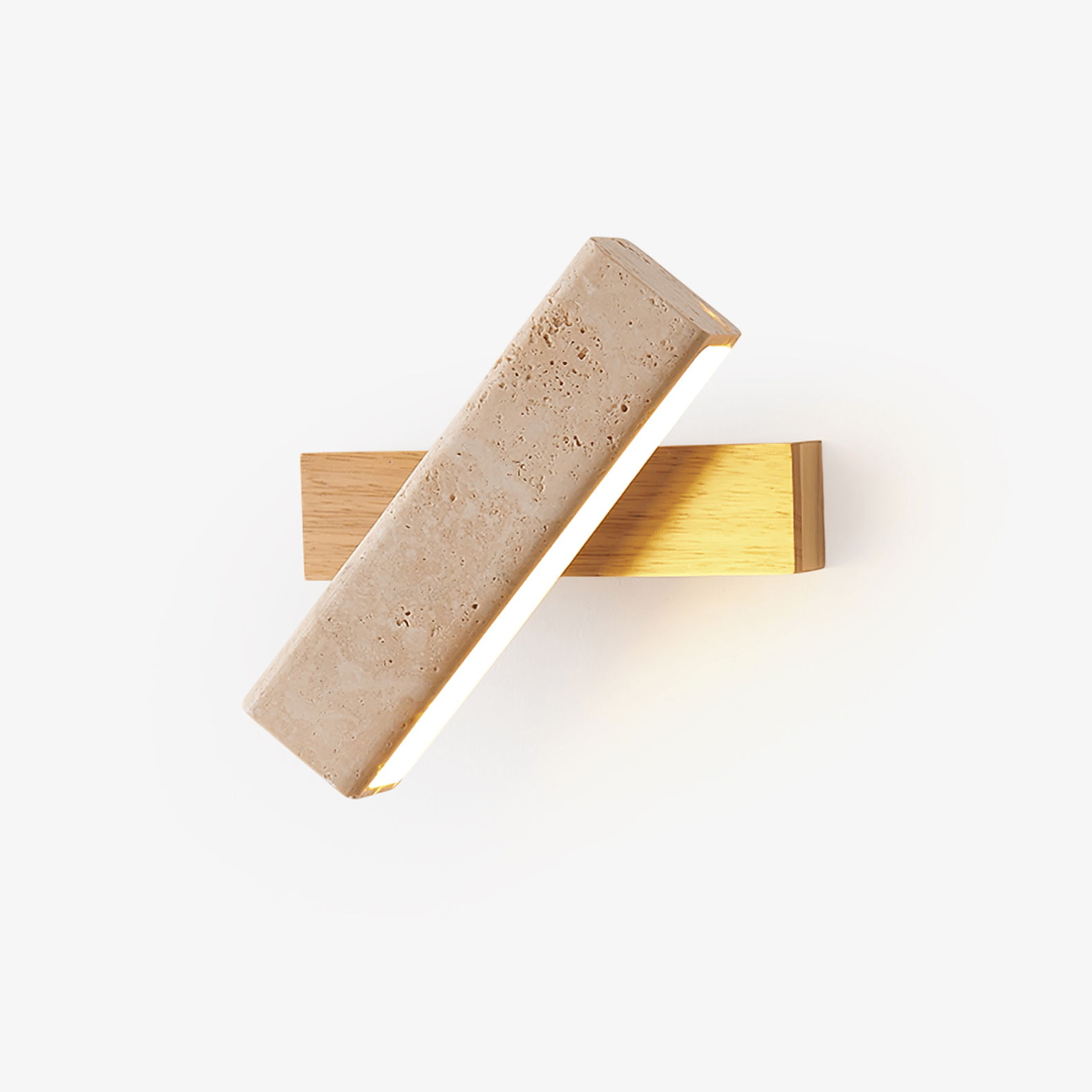 Notos - Travertine and Wood Linear Wall Lamp