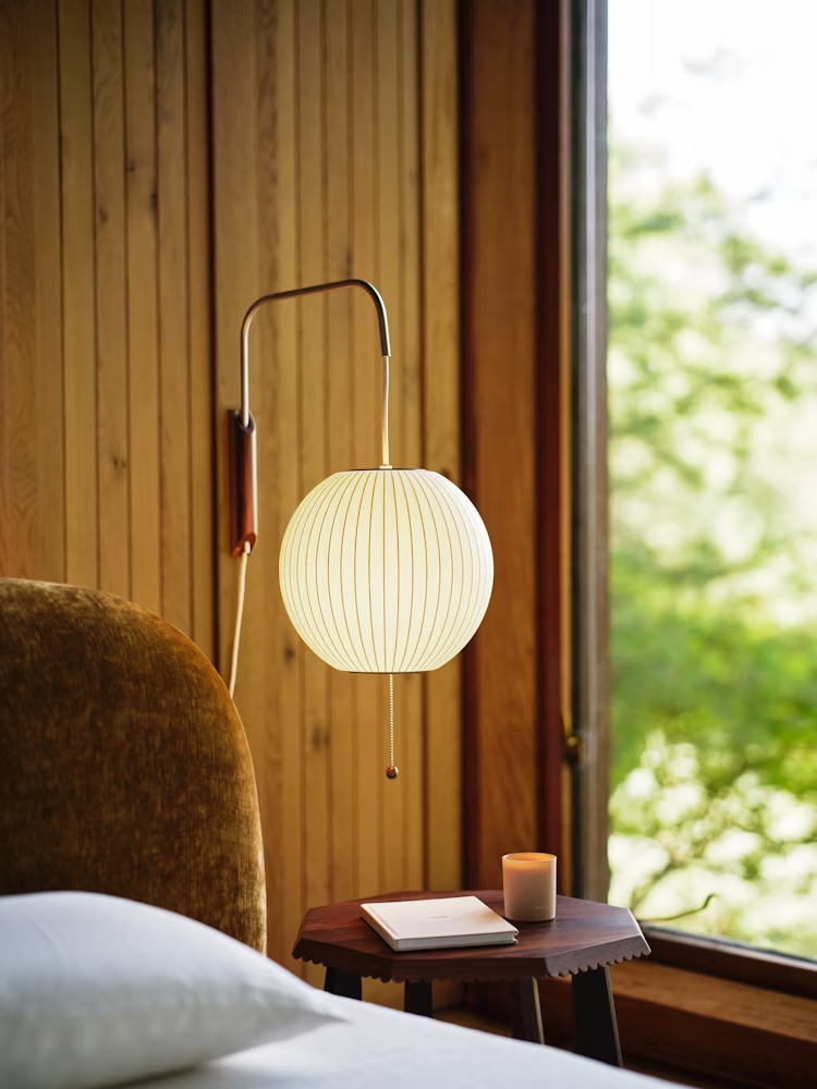 Ersa - White and Walnut Plug-In Wall Sconce