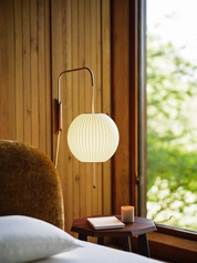 Ersa - White and Walnut Plug-In Wall Sconce