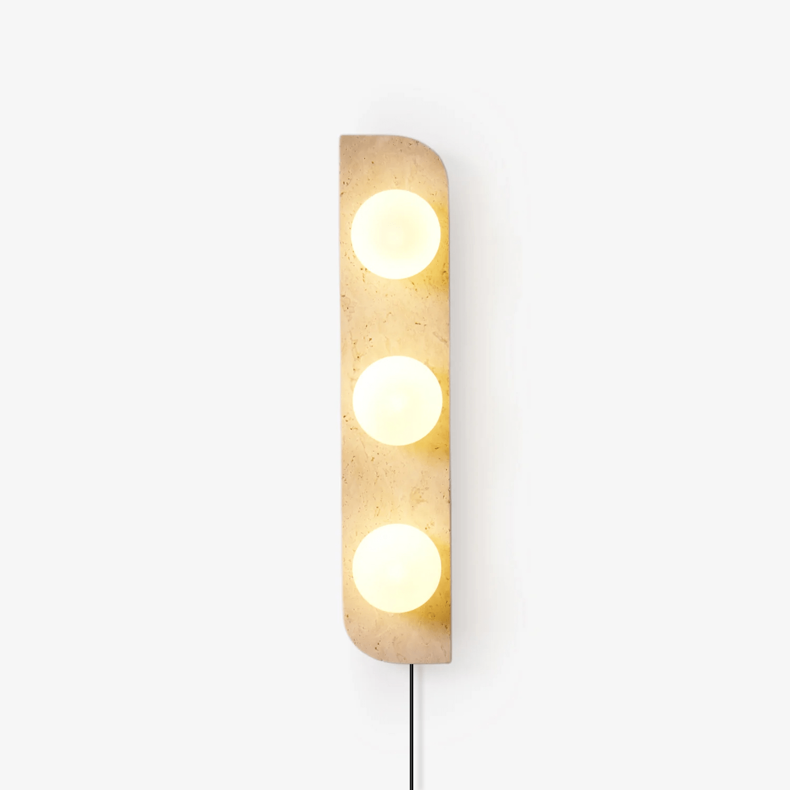 Glauke - Travertine and Glass Globe Plug-In Light