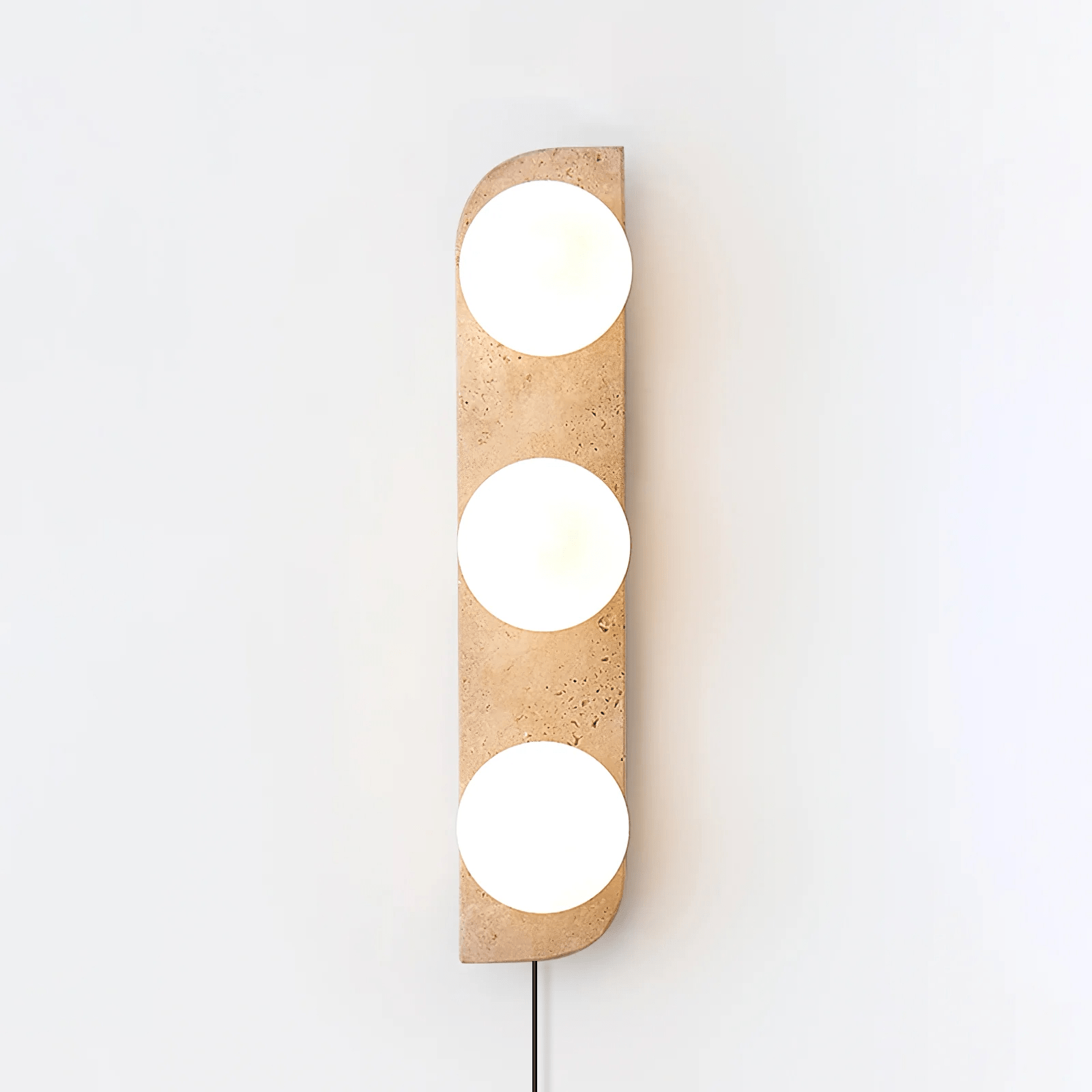 Glauke - Travertine and Glass Globe Plug-In Light