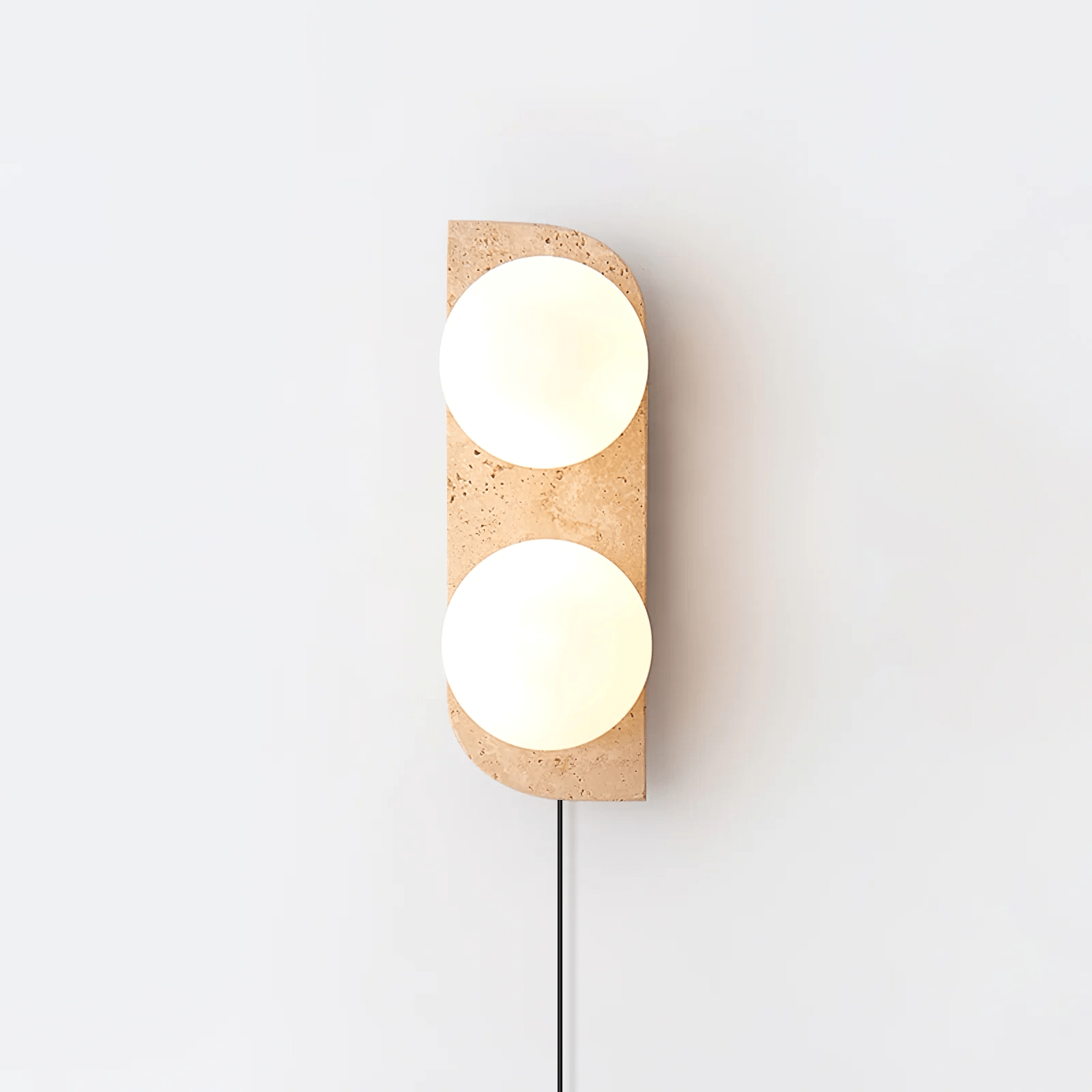 Glauke - Travertine and Glass Globe Plug-In Light