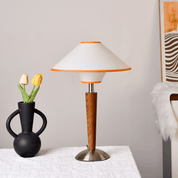 Dryope - Walnut-Color Wood and Fabric Table Lamp