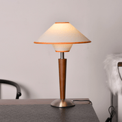 Dryope - Walnut-Color Wood and Fabric Table Lamp