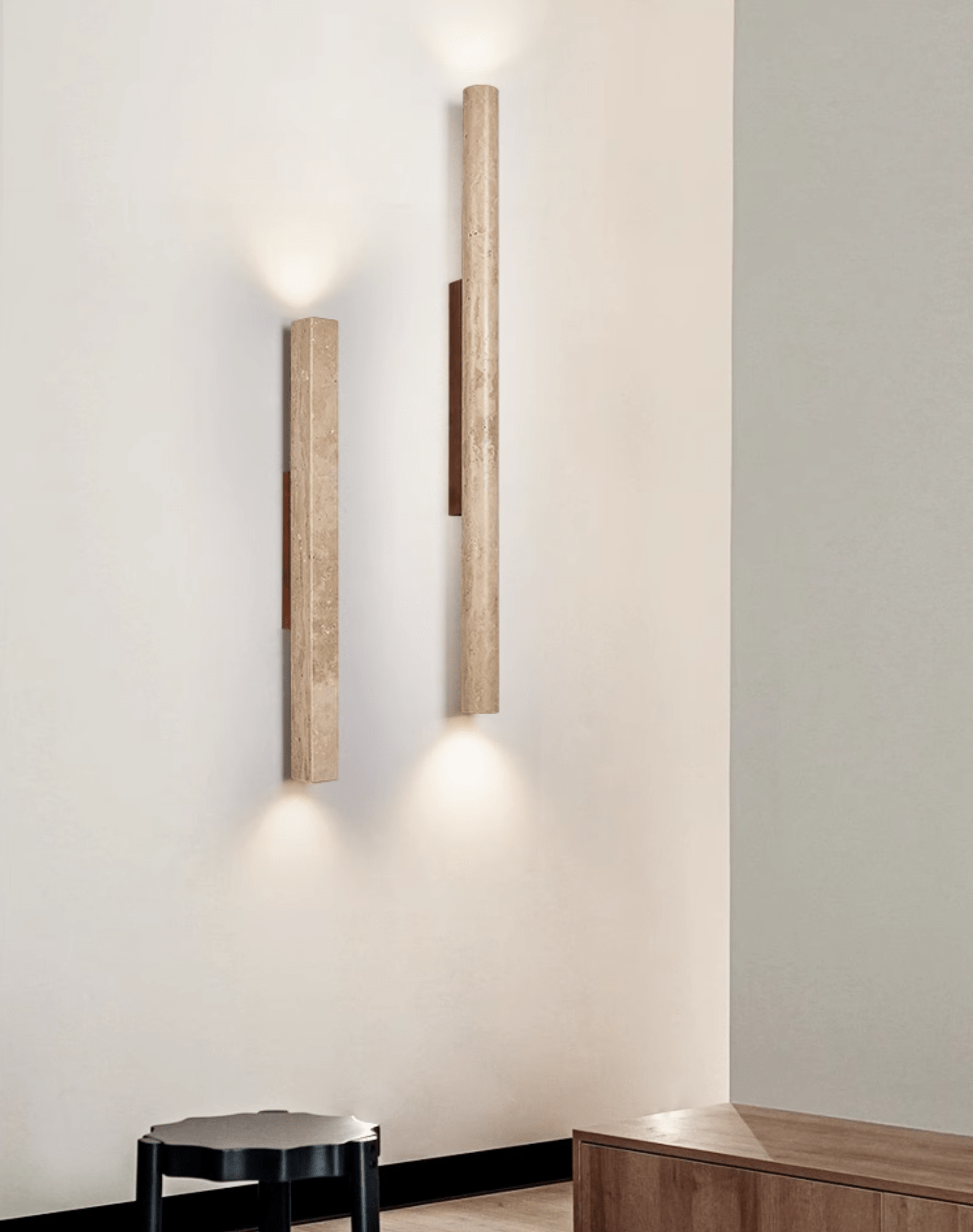 Koios - Travertine Column Wall Light