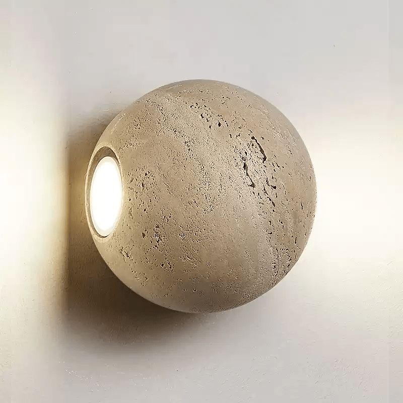 Hypnos - Travertine Globe Wall Sconce
