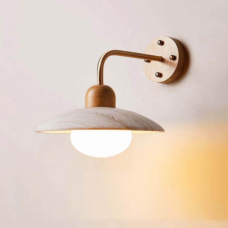 Helios - Travertine Dome Wall Light