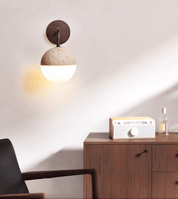 Kirke - Travertine and Polycarbonate Orb Sconce