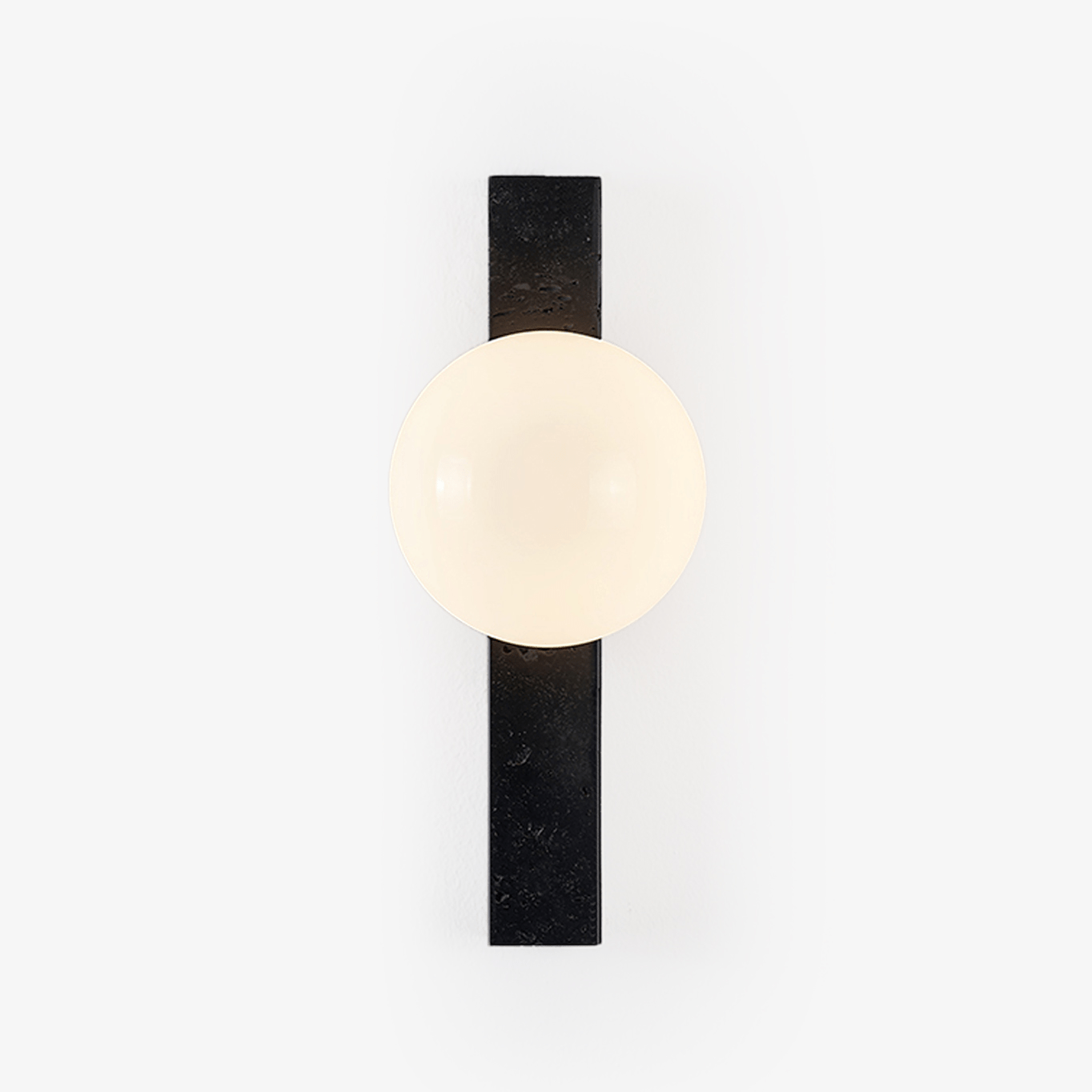 Glaukos - Black Travertine and Opal Globe Sconce