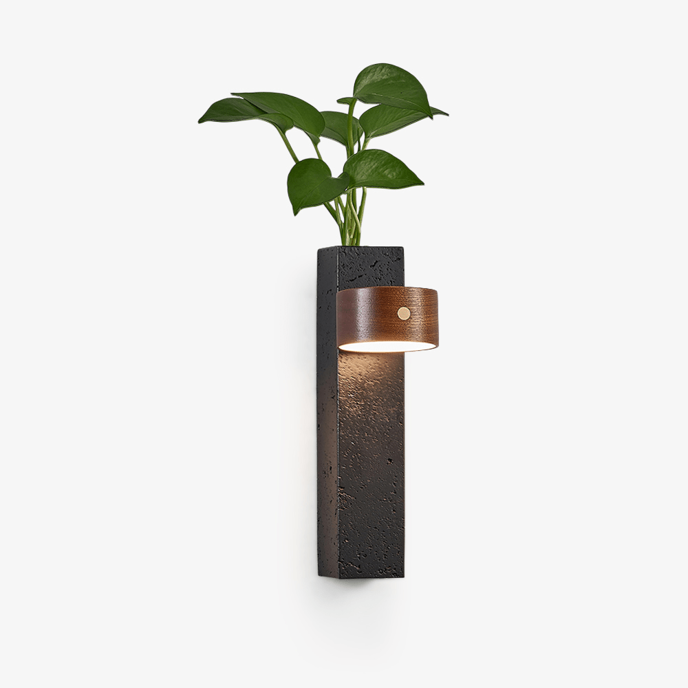 Morpheus - Black Travertine Planter Sconce