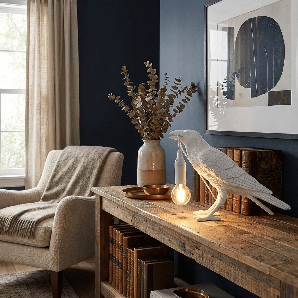 Koronis - Sculptural Resin Raven Table Lamp