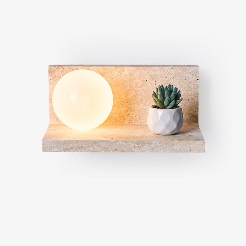 Pherousa - Travertine Shelf Wall Sconce