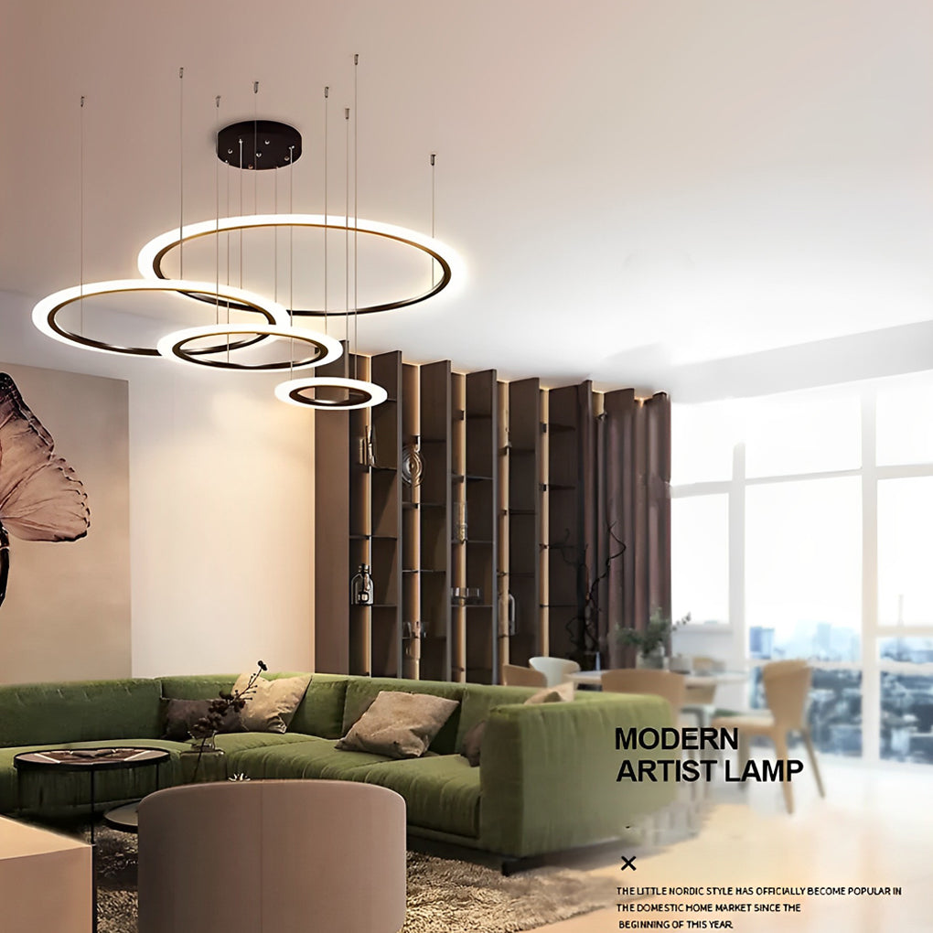 Amyntas - Four Ring Artistic LED Chandelier
