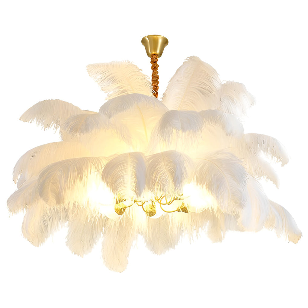 Ariston - Brass and Feather Chandelier