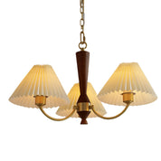 Baukis - Pleated Shade Copper and Walnut Chandelier