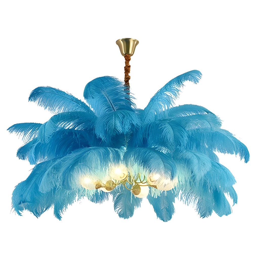 Ariston - Brass and Feather Chandelier