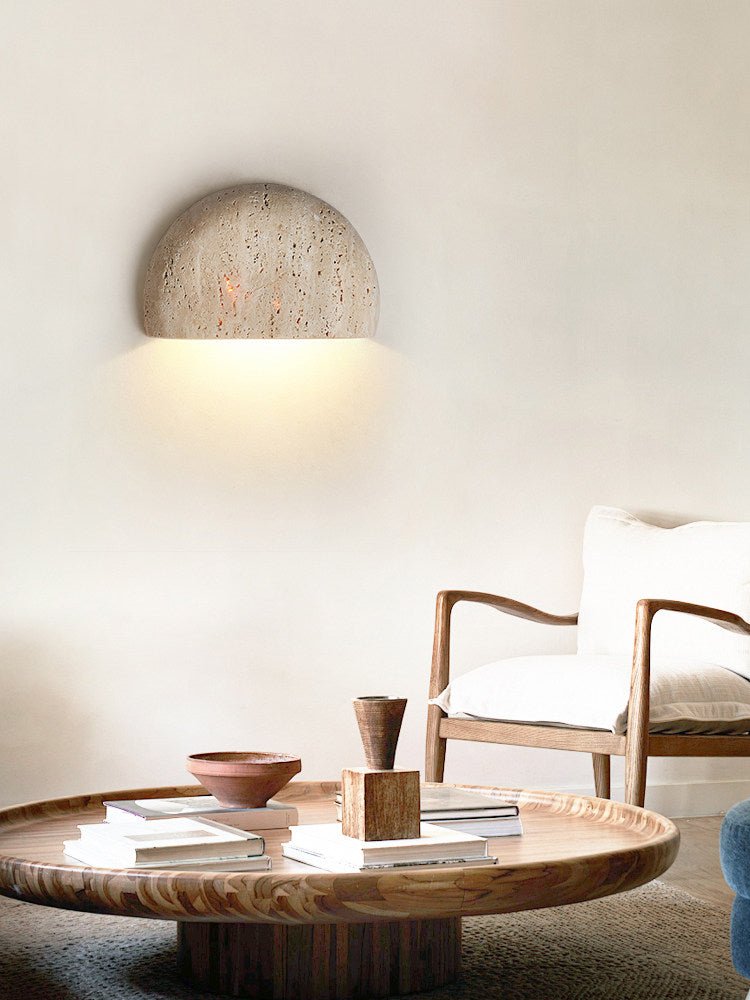 Peitho - Travertine Bowl Wall Light