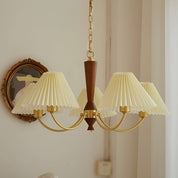 Baukis - Pleated Shade Copper and Walnut Chandelier