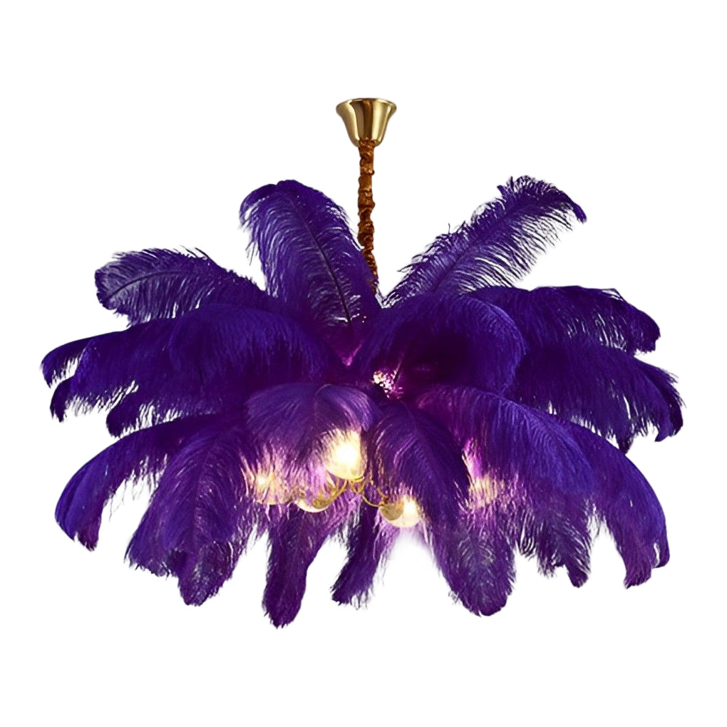Ariston - Brass and Feather Chandelier