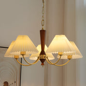 Baukis - Pleated Shade Copper and Walnut Chandelier