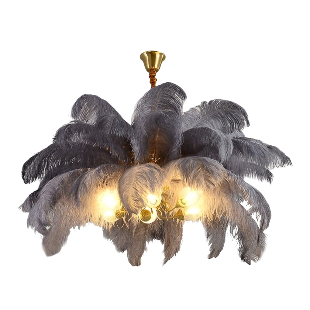 Ariston - Brass and Feather Chandelier