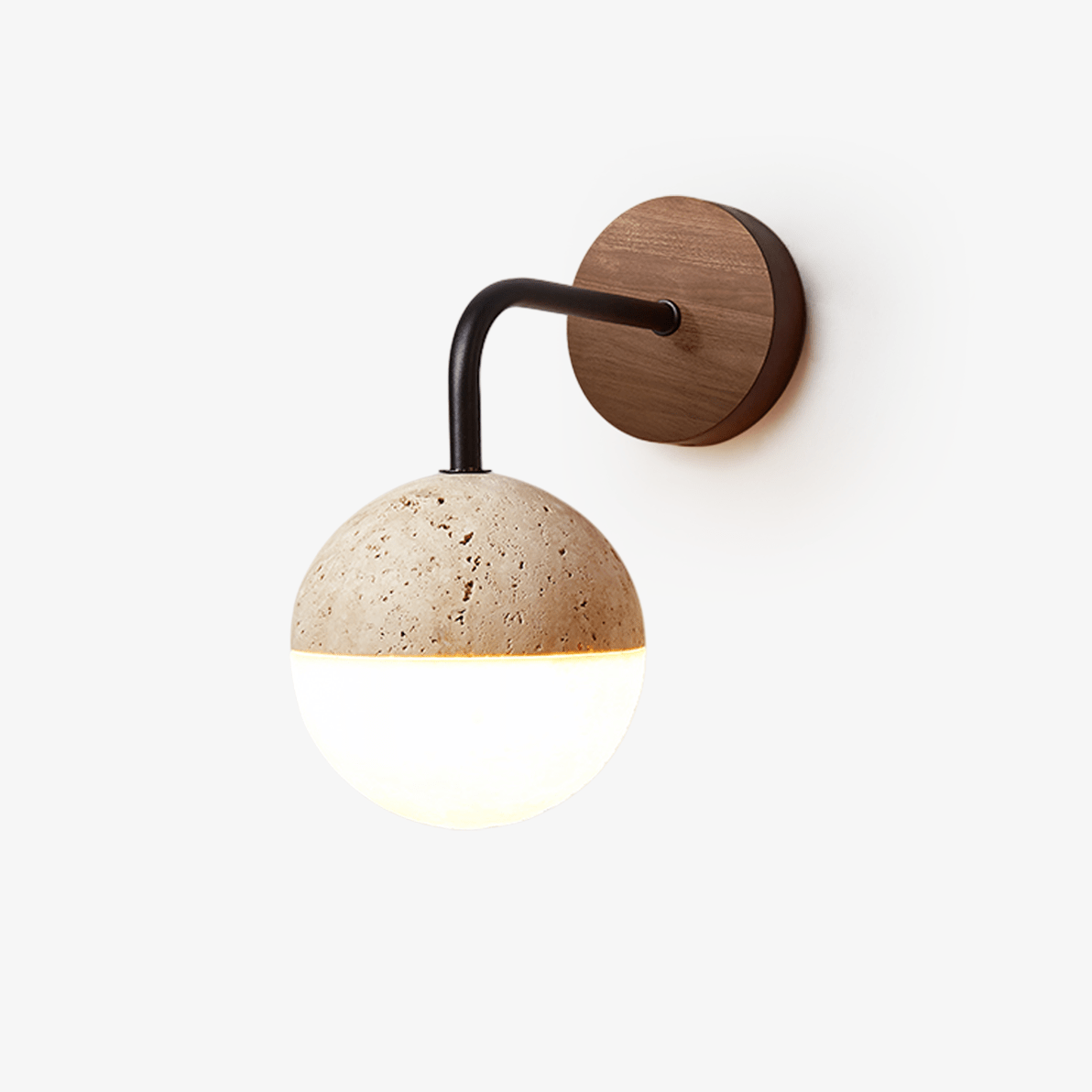 Kirke - Travertine and Polycarbonate Orb Sconce