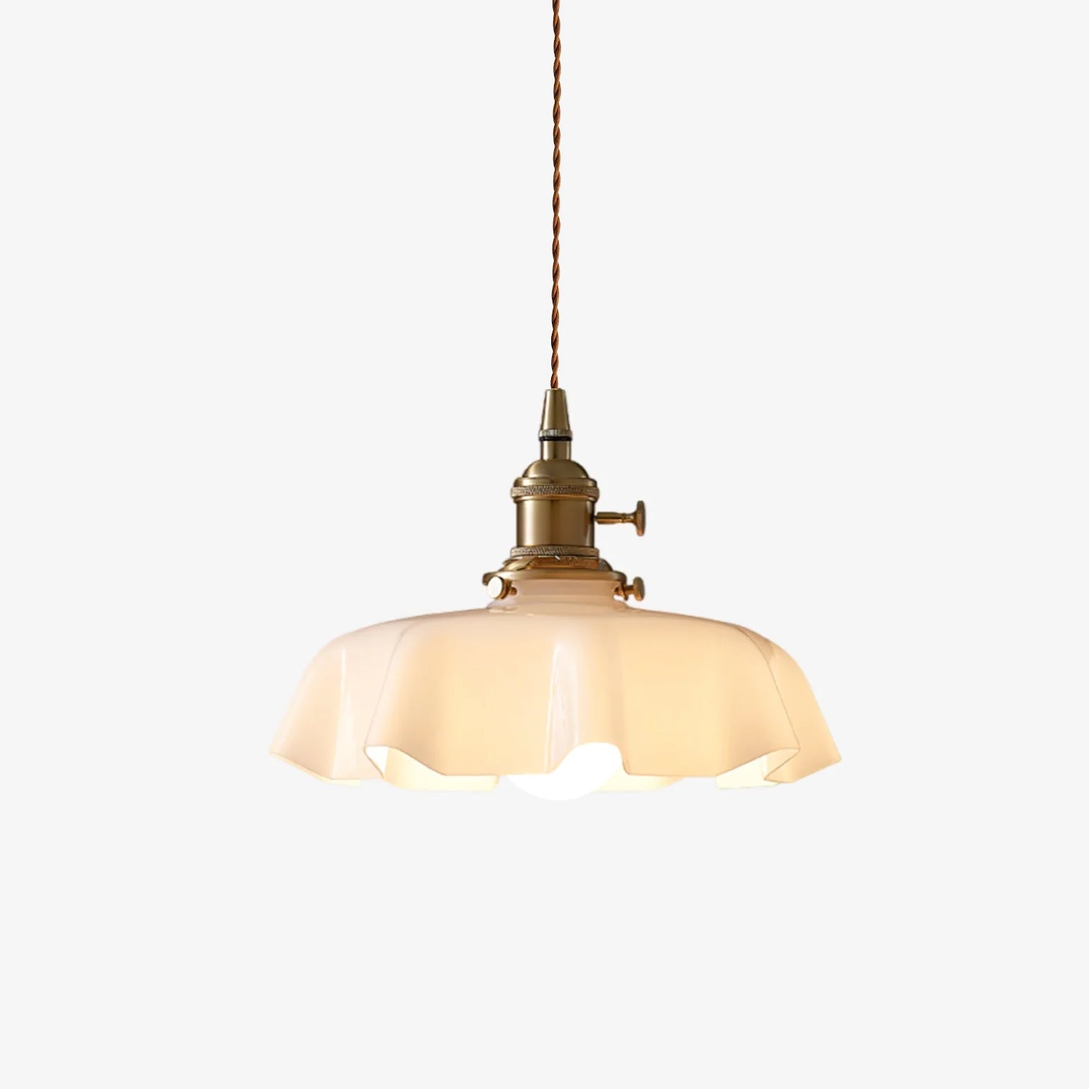 Kalyke - Pleated Glass and Brass Pendant Light