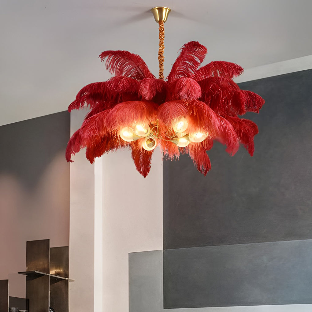 Ariston - Brass and Feather Chandelier