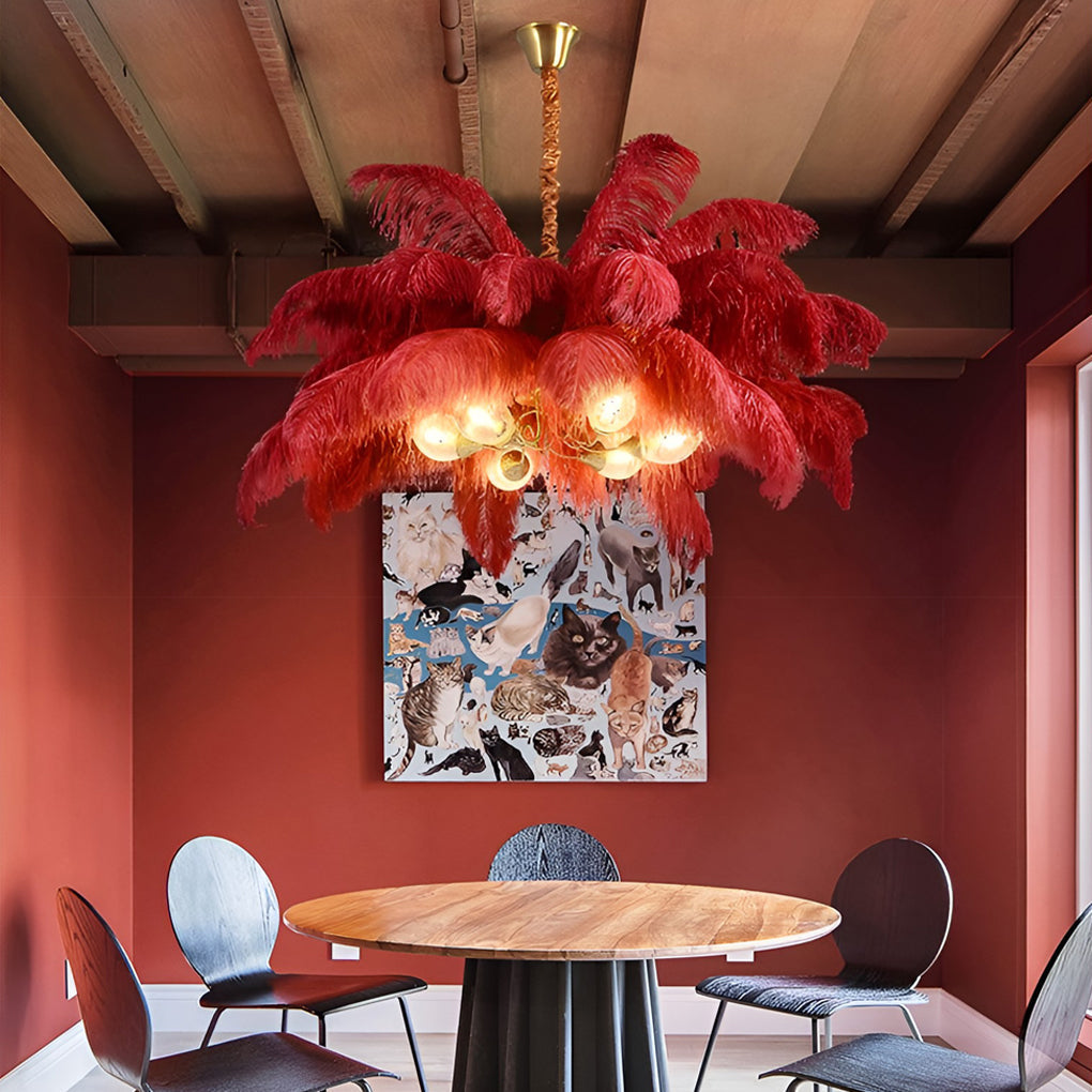 Ariston - Brass and Feather Chandelier