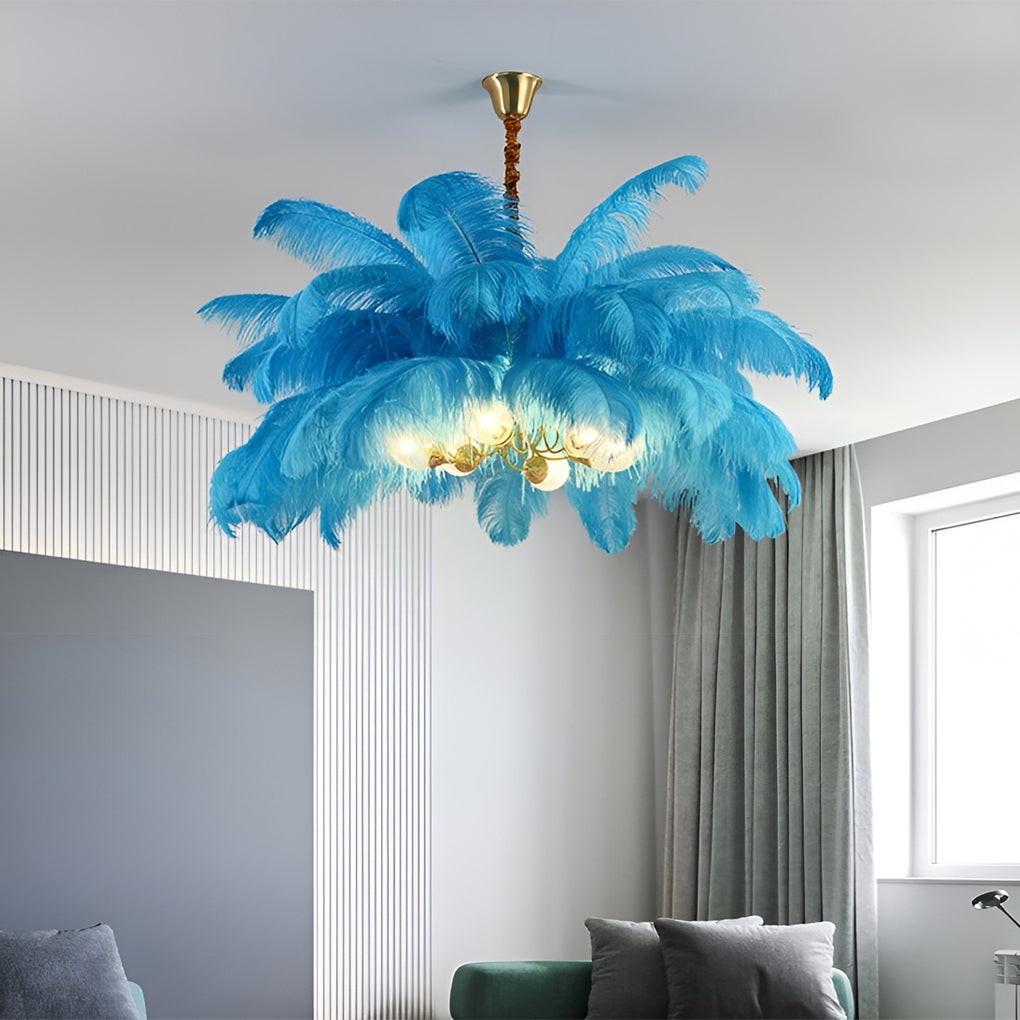 Ariston - Brass and Feather Chandelier