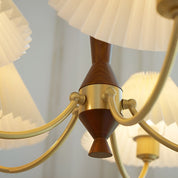Baukis - Pleated Shade Copper and Walnut Chandelier