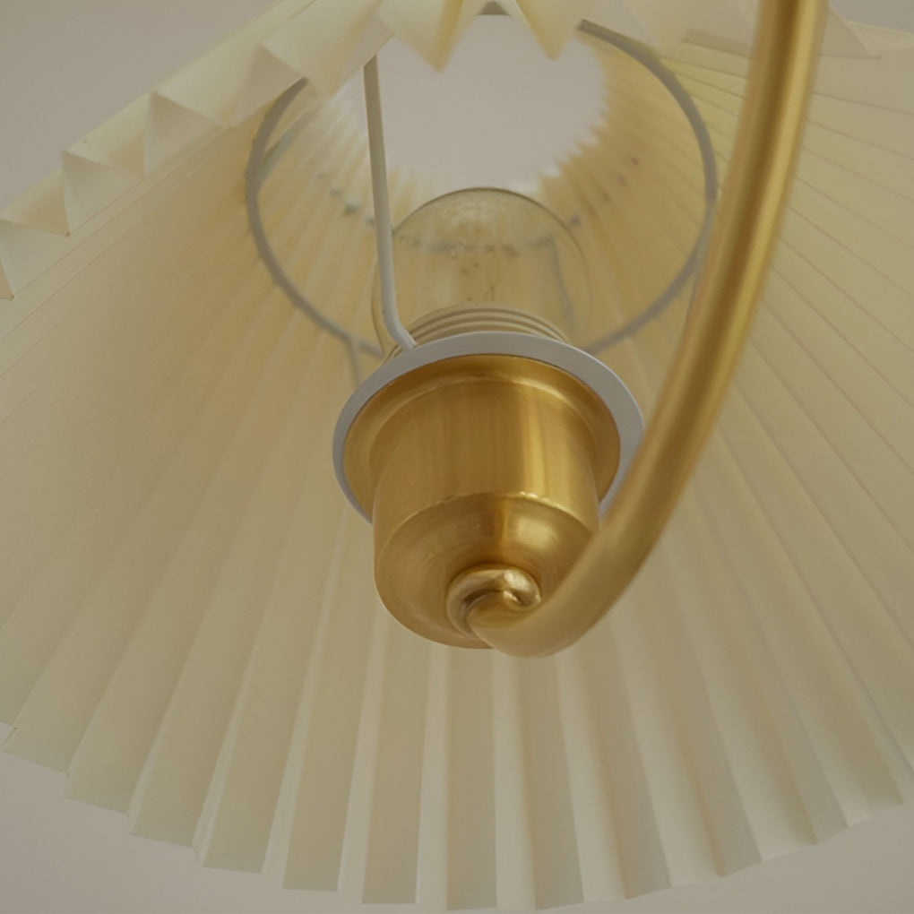 Baukis - Pleated Shade Copper and Walnut Chandelier