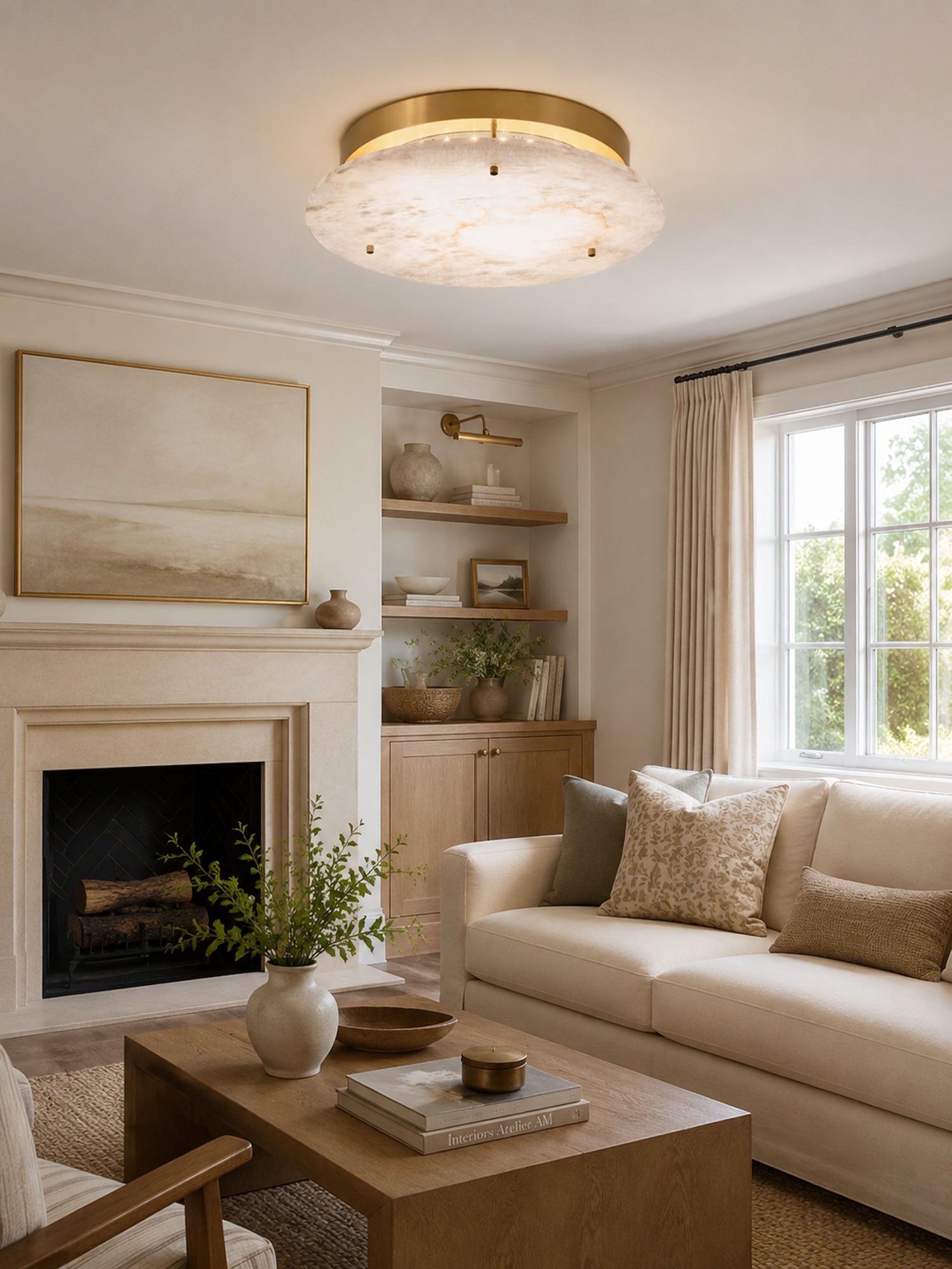 Aithousa - Alabaster Disc Ceiling Lamp