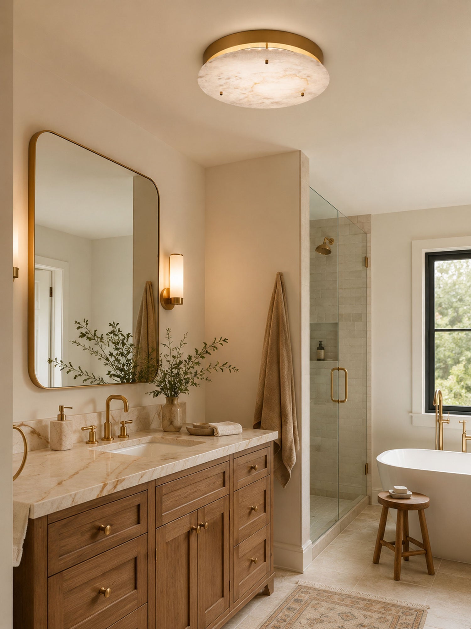 Aithousa - Alabaster Disc Ceiling Lamp