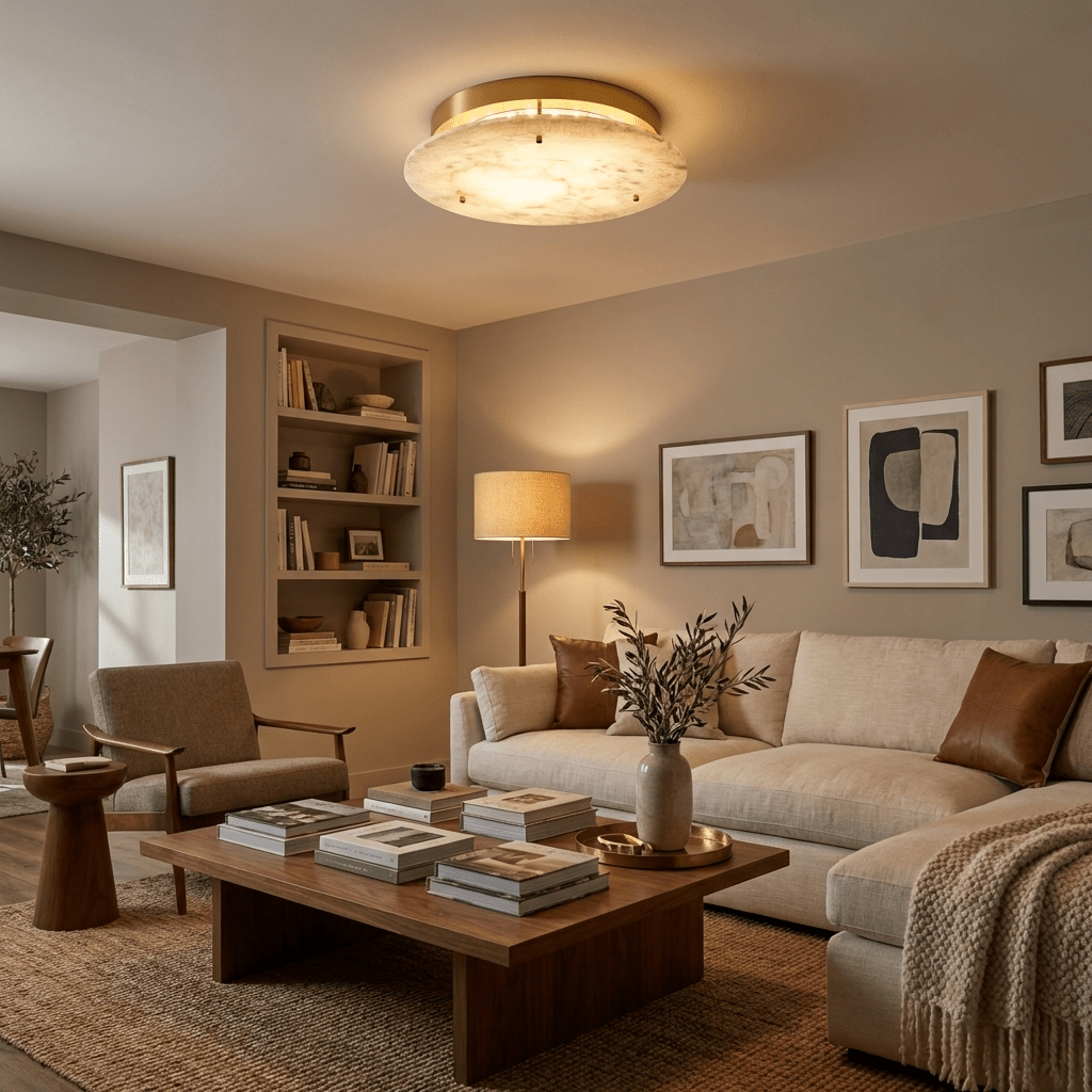 Aithousa - Alabaster Disc Ceiling Lamp