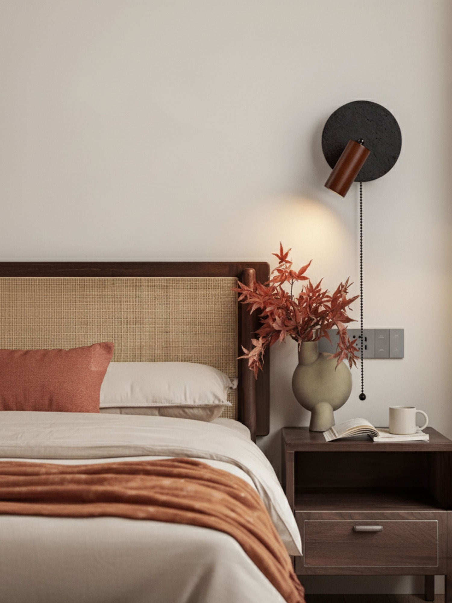 Nykteus - Black Stone and Walnut Sconce