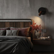 Nykteus - Black Stone and Walnut Sconce
