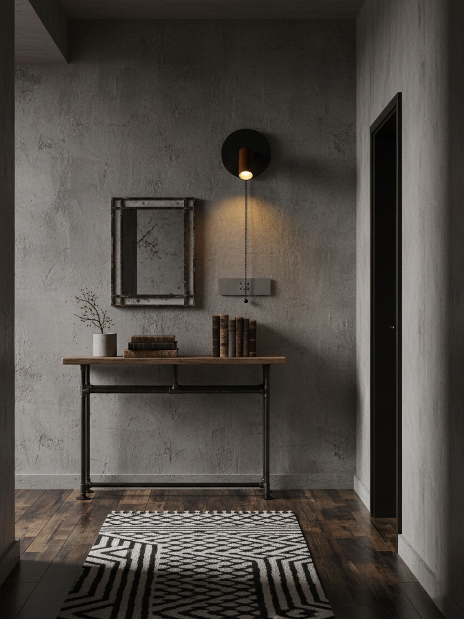 Nykteus - Black Stone and Walnut Sconce