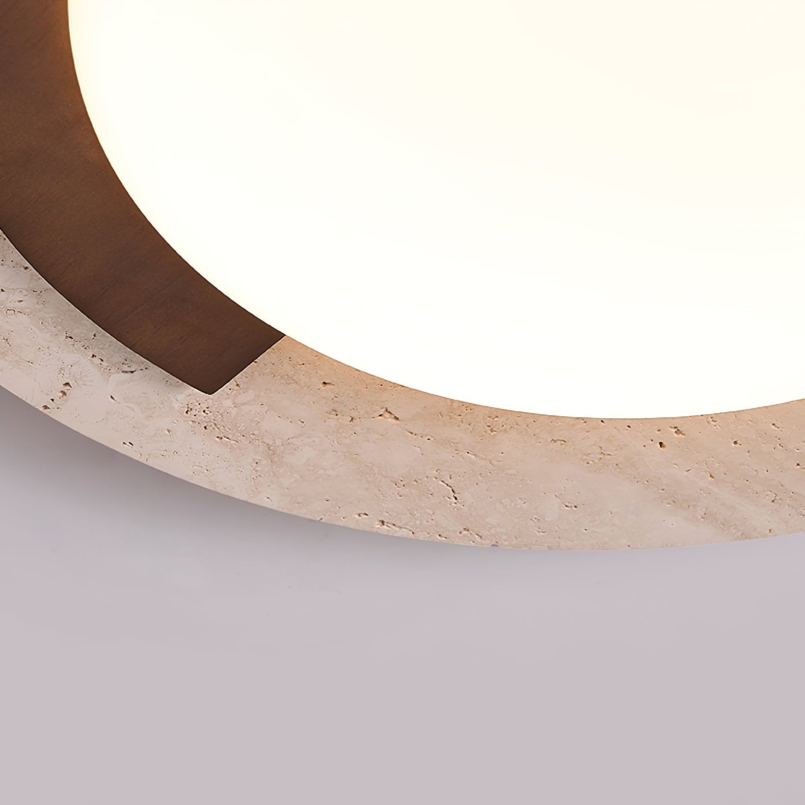 Hemera - Travertine and Walnut Ceiling Lamp